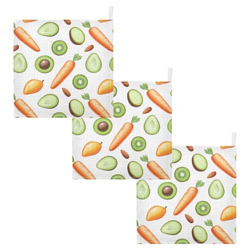 vvfelixl Baby Muslin Washcloths 3D Healthy Food Baby Burp Cloths Cotton Babys Face Towel for Newborn Infants Boys Girls Soft and Absorbent 11.8 X 11.8 in, 3 Pack2