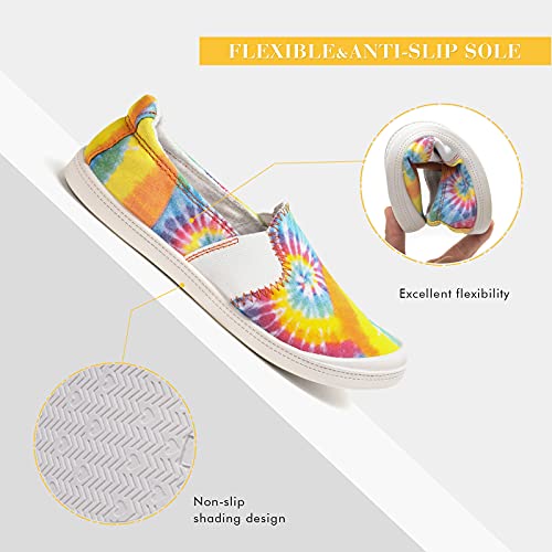 Image of FUNKYMONKEY Slip-On Canvas Sneakers for Women, Comfortable Lightweight Lace-Up Flat Casual Tennis Shoes Breathable Walking Shoes for Everyday Wear