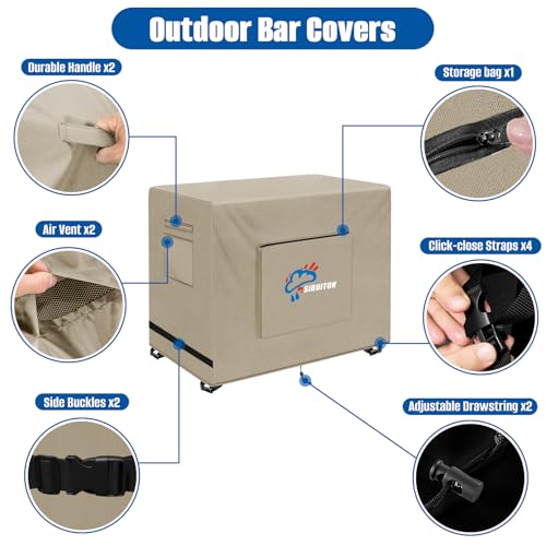 SIRUITON Outdoor Bar Cart Cover for 30 Inch Portable Outdoor Table, Heavy Duty 600D Oxford Fabric Outdoor Waterproof BBQ/Worktable Metal Movable Table Cover by SIRUITON - Image 3