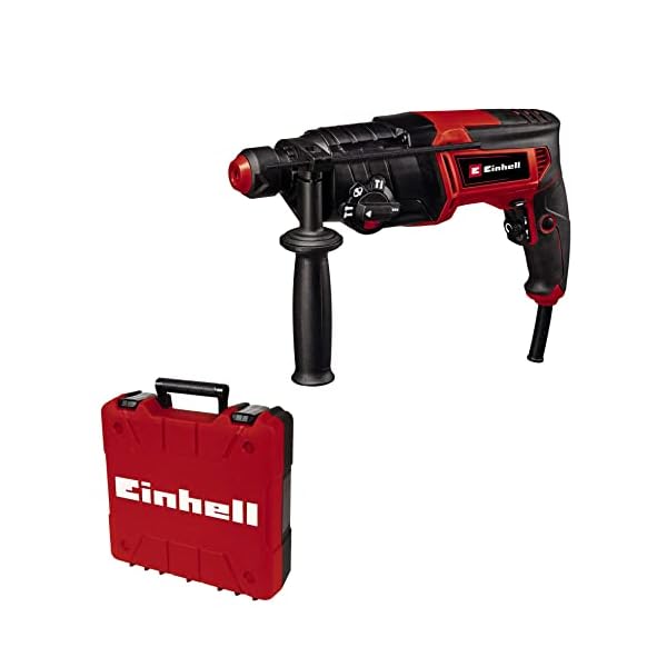 Einhell Bohrhammer TC-RH 800 4F (800 W, 2.6 Joule, Bohren + Hammerbohren + Meißeln mit/ohne Fixierung, pneumatisches Schlagwerk, SDS-Plus, Dauerlaufarretierung, inkl. E-Box)