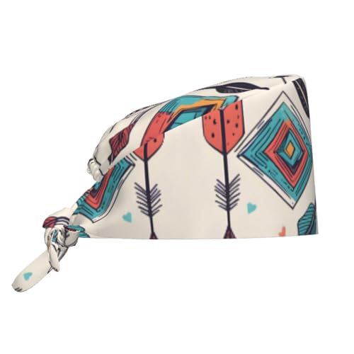 YYHWHJDE Breathable Work Hat Colorful Hand Drawn Art with Boho Style Arrows Prints Adjustable Comfortable Chef Hat for Women & Men Black