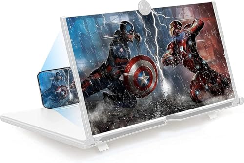 Ant Warrior Handy Bildschirmlupe 16 Zoll, 3D HD Bildschirmlupe für Smartphones, Faltbarer-gegen blaues licht, Bildschirmlupe für alle Smartphones für das ansehen von flmvideos (Weiß)