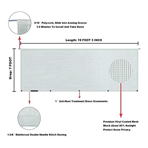 Image of RV Awning Mesh Sun Shade Screen for Motorhome Camper Trailer Sunshade