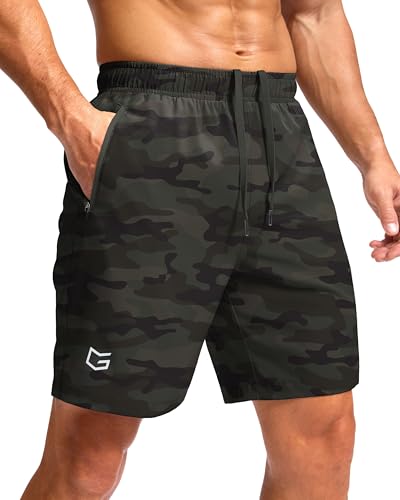Image of G Gradual Men's Athletic Running Shorts with Zipper Pockets Quick Dry 7 inch / 5 inch / 9 inch Workout Gym Shorts for Basketball Hiking