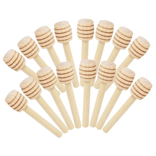 KICHOUSE 20pcs Household Honey Dipper Honey Stirrers Honey Wand Portable Cocktail Stirrer Portable Honey Dipper Syrup Dispenser Honeycomb Dipper Honey Dippers Felt Bees Honey Spoons Wood