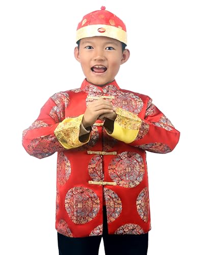 Disfraz completo niño para Año Nuevo Lunar Chino con sombrero miniatura 3