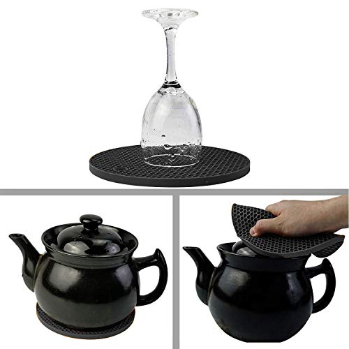 Image of Countertop Protector Heat Resistant Trivets for Hot Pots and Pans - Non-Slip Insulated Heat Pads for Kitchen Counter Black Pack of 2