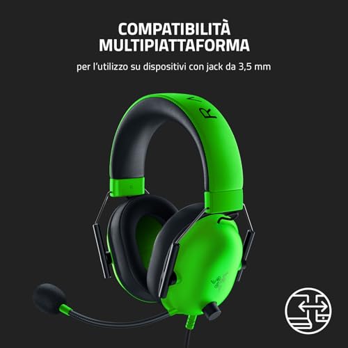 BlackShark V2 X - Cuffie E-Sport cablate multipiattaforma (Cuffie cablate con driver da 50 mm, cancellazione del rumore per PC, Mac, PS4, Xbox One e Switch) Verde - Cuffia gaming - Immagine 6