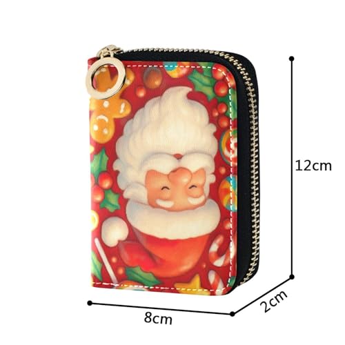 Christmas Santa Claus Red Candy Womens Wallet Zip Around Card Holder Wallets RFID Blocking Leather Coin Change Purse with Zipper3