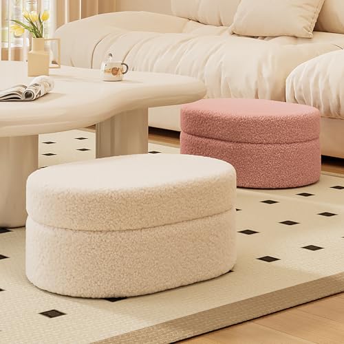Table basse multifonction et repose-pieds blanc en bouclette - 4