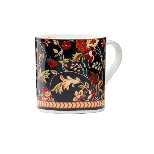 GOLDEN QUEEN'S Bone China Handcrafted Floral Tea Cups - Set Of 6 | Microwave Safe | Perfect For Daily Use, Elevate Your Tea And Coffee Experience - Enchanted Night Garden, 200 Ml