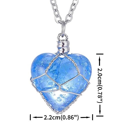 FM FM42 Glow in The Dark Blue/Green Heart Pendant Necklace, Glow Green Light2