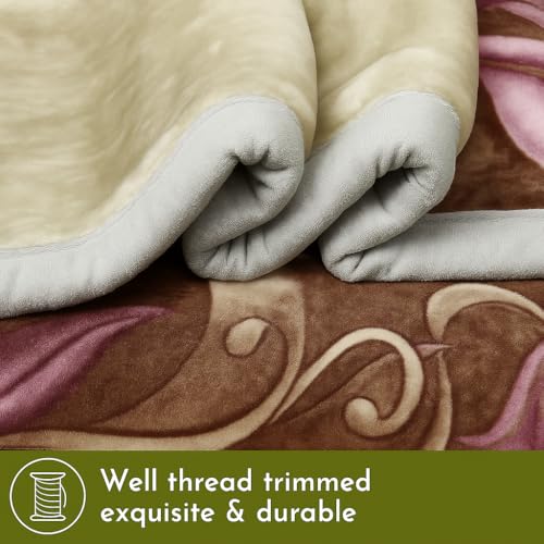Image of Signature Special Limited Edition Super Soft Double Layered Blanket - 1100 GSM Winter Luxury - Reversible, Ultra Warm & Plush - King & Single Bed (Autumn Blossoms, Double)