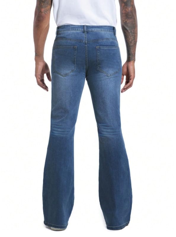 Image of Ben Martin Men's Bootcut Bell Bottom Jeans || Flared Denim Jean for Men || Stretchable Mid Rise Cotton Pants || Retro Style Casual Wear Bootcut' Denim' Jeans;