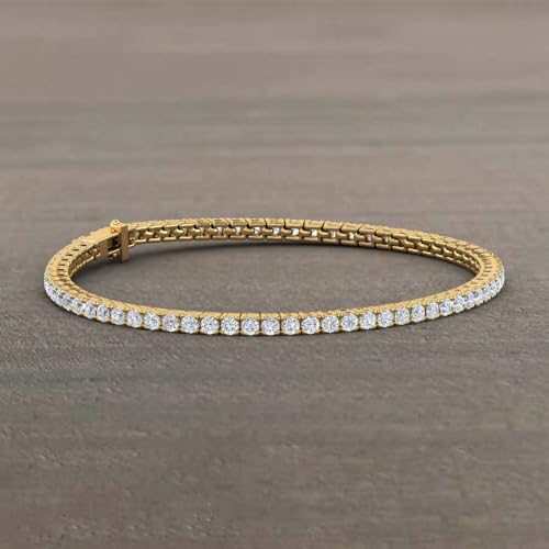 Image of 2 to 7 Carat Natural Diamond Tennis Bracelet for Women in 14K Gold (7 Inch) - IGI Certified (I1-I2 Clarity)