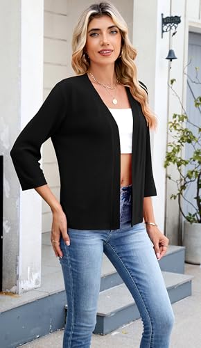 Newchoice Womens 3/4 Sleeve Open Front Cardigan Cropped Lightweight Shrug Bolero Cardigan Sweater4