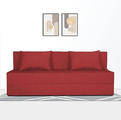 Image of Adorn India Easy 4 Seater Sofa Cum Bed Alyn 6'x 6' (Maroon)
