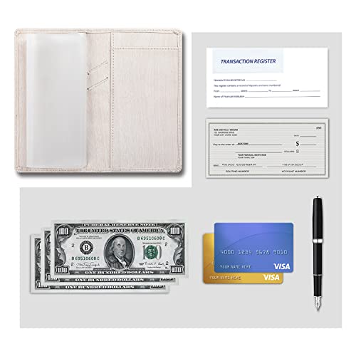 Image of Aurya Leather Checkbook Covers for Personal Checkbook, Checkbook Holder with Free Vinyl Divider, Checkbook Cover for Duplicate Checks for Men and Women