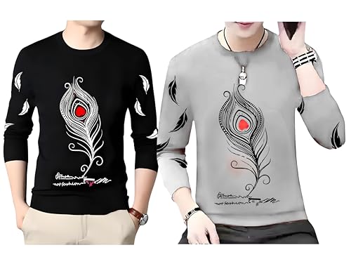 Image of Men Round Neck Cotton Blend Stylish Printed T-Shirt