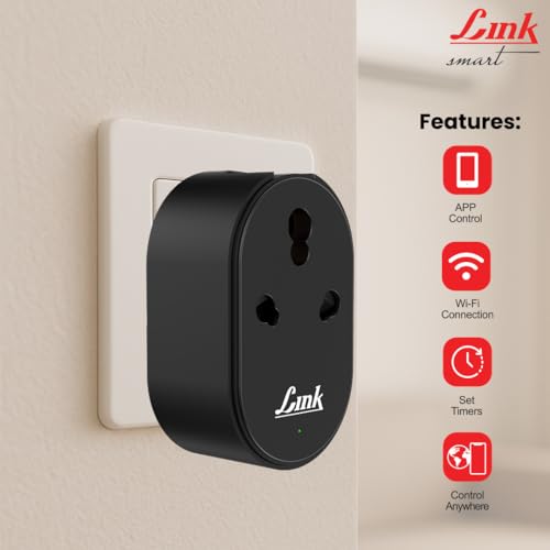 Image of Link NEO+ Wi-fi Smart plug 16A (Black) | App Control, Energy Monitoring, Timer & Scheduling | Large Appliances like Geysers, Microwave Ovens, Air Conditioners | Plug & Play Smart Automation