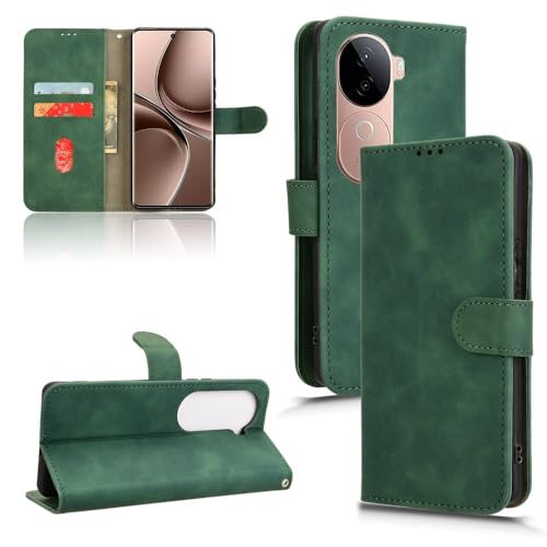 �E�H���b�g�P�[�X vivo V40e 5G/IQOO Z9S 5G �P�[�X �J�[�h�z���_�[�t���A�t���b�v�P�[�X PU���U�[�d�b�E�H���b�g�P�[�X ���X�g�X�g���b�v�t�� �ϏՌ��ی�J�o�[ vivo V40e 5G�ƌ݊�������(Green)