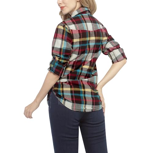 Image of Match Women's Long Sleeve Plaid Flannel Shirt #2021