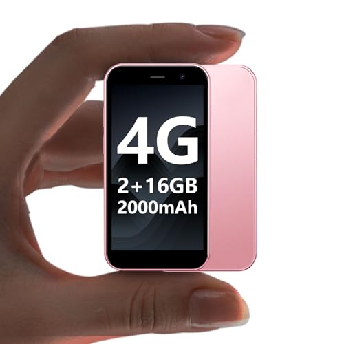 BLKE Max Mini Smartphone 4G Mini Phone for Kids 2000mAh Battery World's Smallest 3.0'' Touch Screen Mobile Phone Cell Phone with Dual SIM Quad Core Face ID GPS for Girls & Boys 2GB+16GB Pink