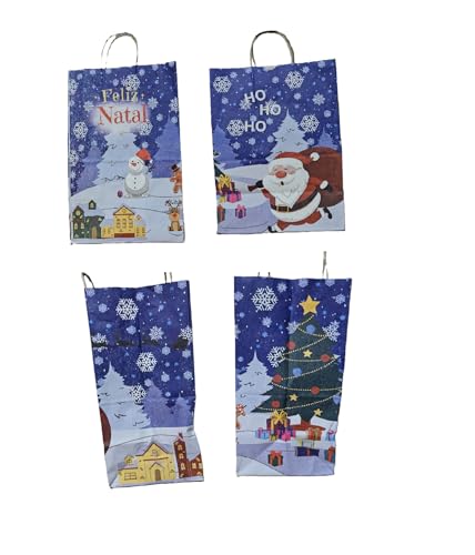 10 Sacola de Papel p/Natal Grande Chocotone Panetone 500Gr (Azul)