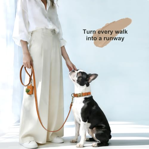 Image of Didog Soft PU Leather Dog Collar for Medium Dogs,Quick Release,Lightbrown M