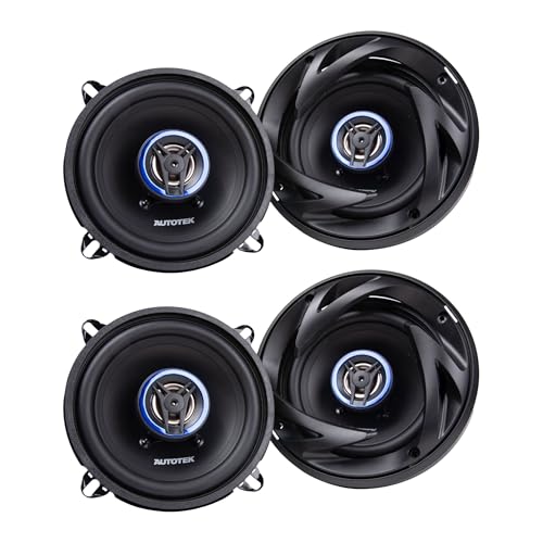 Autotek 4 Pack Street Machine 250W 5.25 Inch 2 Way Car Audio Coaxial Speakers with Neo Mylar Soft Dome Tweeters for Crystal Clear Sound