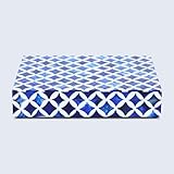 Handicrafts Home Blue Handmade Keepsake Organizer with Lid Decorative Storage Box- Star Pattern Collection Memories Holder for Jewelry, Photos & Cards- Home Decor Accents- Bone & Resin Inlay- 6x8x1.5 - Image 4