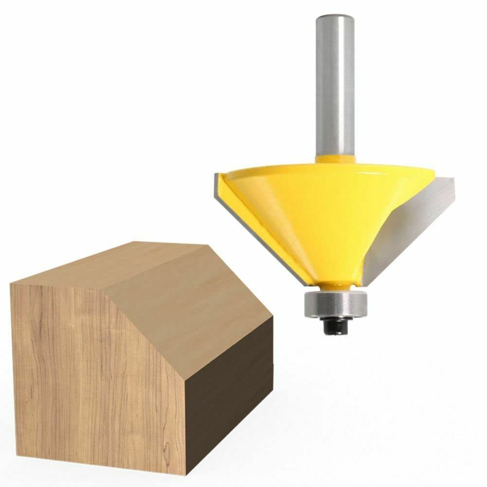 ZYWUOY Punta del router di bordatura, gambo 8mm 45 gradi smusso & smussatura bordo del router tagliente del fresino di estremità di taglio