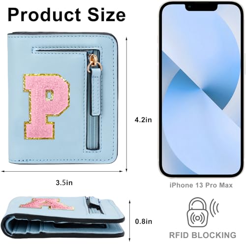 Image of Birthday Gifts for Teen Girl Kids Wallet Little Girl Wallets | Small Initial Kid Wallet for Girl Rfid Wallet Preppy Stuff Gifts for Girls 8-12 Blue P
