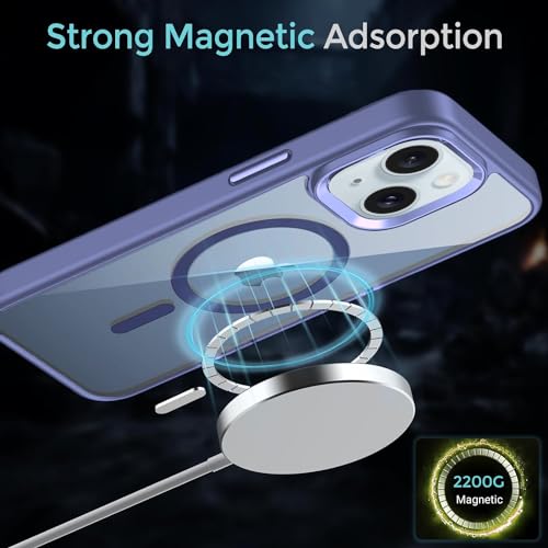 Image of DIZORO Compatible iPhone 15 Case,Compatible with MagSafe, Non Yellow Military-Grade Drop Protection & Hard PC Back Cover Slim Transparent Anti-Scratch Shockproof Phone Case - Official Blue.