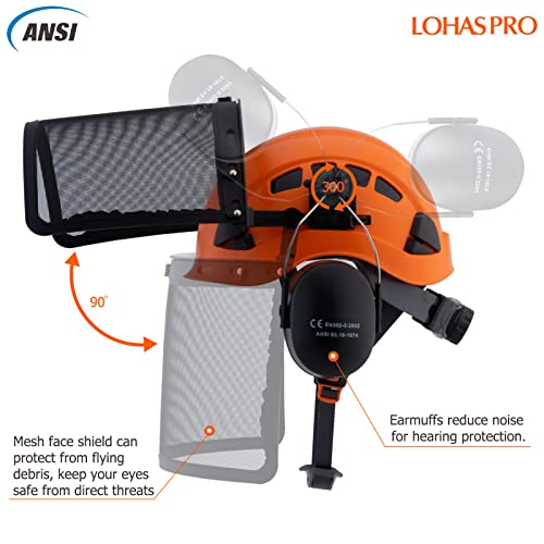 image for LOHASPRO Forestry Safety Helmet Chainsaw Helmet with Mesh Face Shield 