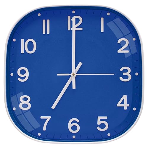 Image of TEKCOOL Plastic Analogue Wall Clock 12 inch Silent Quartz Decorative Wall Clock Non-Ticking Classic Clock Battery Operated Round Easy to Read for Room /Home /Kitchen /Bedroom /Office /School.Blue.'