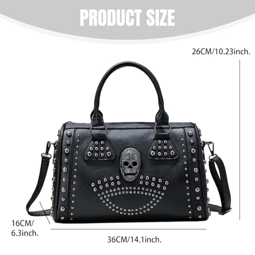 Sac de capacité Skull clouté aux finitions soignées pour style dark chic - 3