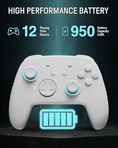FUNLAB Switch Pro Controller Wireless White Compatible with Nintendo Switch 2/OLED/Lite, and Slim Case for Nintendo Switch 2 2025