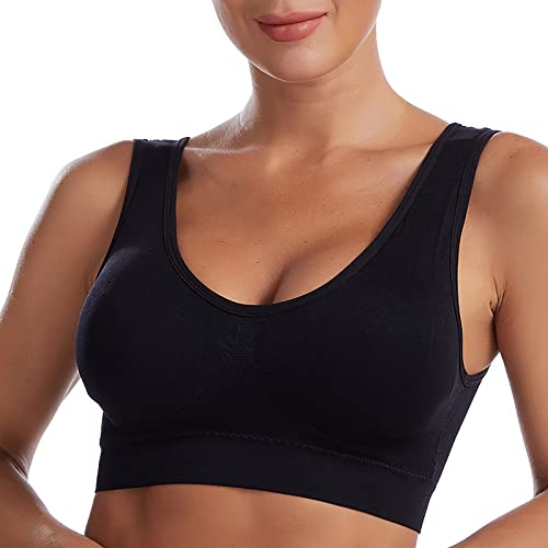 Soutien Gorge Dos Nu Adolescente sans Armature Allaitement avec Coque Sport Rembourre Brassiere Couture Coussinets Amovibles Cotele Femme sous Vetement...
