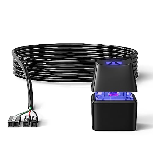 Nizirioo Interruptor de alimentación para ordenador de sobremesa, interruptor de chasis: 5 m para PC, botón de encendido remoto, cable de extensión con luz LED