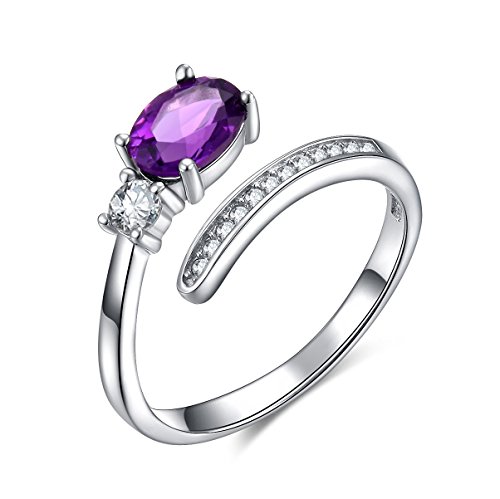NUVAZU レディース 天然石 アメジスト シルバー925 リング 金属アレルギー対応 フリー サイズ 婚約指輪