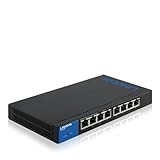 Erweiterte Netzwerksicherheit Linksys LGS308-EU 8-Port Web Managed Gigabit Netzwerk Switch (Lüfterlos, QoS, Auto Sensing, Energiesparfunktion) schwarz