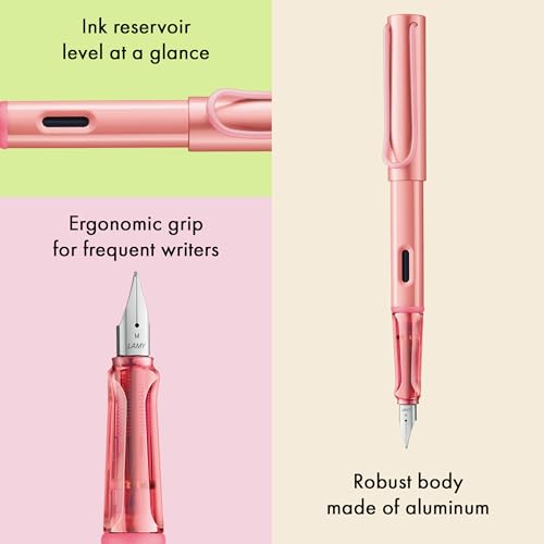 Image of LAMY AL-star flamingo - Fountain Pen with ergonomic grip & polished steel nib in size F - lightweight aluminum body - including LAMY T 10 blue cartridge - Right-Handed