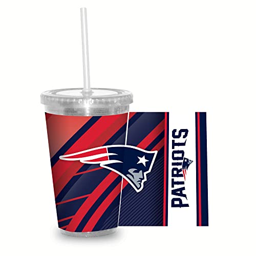 Image of Rico Industries NFL Football 16oz Clear Tumbler W /Straw for NFL Fans