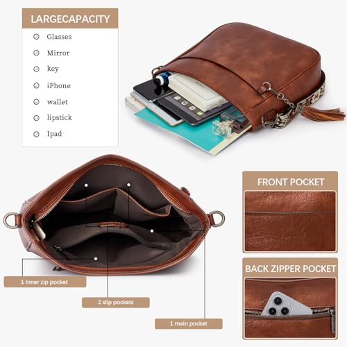 Image of 2PCS /Set Crossbody Bags for Women,Vegan Leather Hobo Purse Wallet For Women Set,Shoulder Bags With 2 Adjustable Strap
