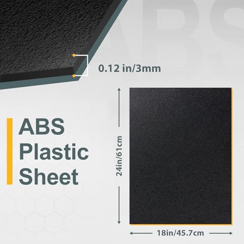 Image of Plastic Sheet 18 inch x 24 inch x 0.125 inch, Black PVC Board Flexible Moldable Impact Strength and High Tensile 1 /8 inch Thick (3mm) for Crafts Materials Home Decor and Handicrafts, Abs Plastic Sheets 6 Pack