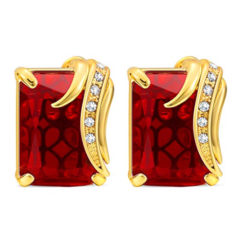 Cat Eye Jewels Men CufflCat Eye Jewels Mens Round Classic Cufflinks for Wedding Businessinks Red Cubic Zirconia for Luxurious Tuxedo Formal Shirts Gold Plated Wedding Business Gift for Mens Groom C022