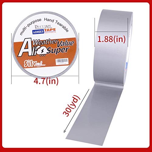 Image of ADHES Gray Duct Tape Heavy Duty, 3 Rolls x 1.88 Inch x 90 Feet(30YD), Waterproof Duct Tape Strong Adhesive & No Residue Duck Tape for Indoor & Outdoor Repairs, Industrial, Professional Use