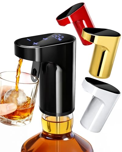 Image of Electric Whisky Dispenser,Wine Aerator,Liquor Decanter,Alcohol Pourer-Black | Birthday Gifts | 1-Second Aeration | Easy Tap-to-Pour | 1-999ml Precision | USB-C Rechargeable | Smart&Automatic | 2000mAh