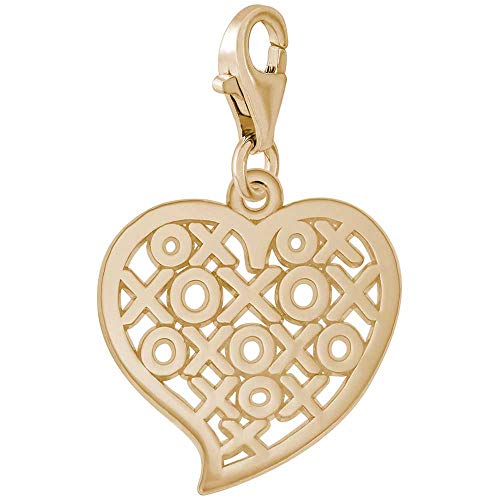 Rembrandt Charms XOXO Heart Charm with Lobster Clasp, 14k Yellow Gold